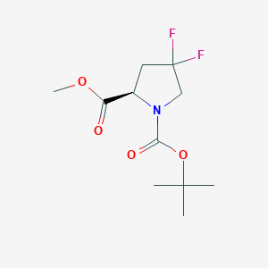 Chemical structure of 1-tert-Butyl 2-methyl (2R)-4,4-difluoropyrrolidine-1,2-dicarboxylate