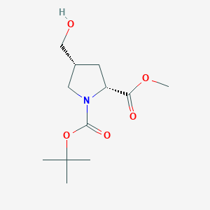 Chemical structure of 1-tert-Butyl 2-methyl (2R,4R)-4-(hydroxymethyl)pyrrolidine-1,2-dicarboxylate