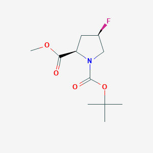 Chemical structure of 1-tert-Butyl 2-methyl (2R,4R)-4-fluoropyrrolidine-1,2-dicarboxylate