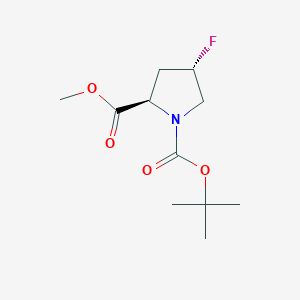Chemical structure of 1-tert-Butyl 2-methyl (2R,4S)-4-fluoropyrrolidine-1,2-dicarboxylate