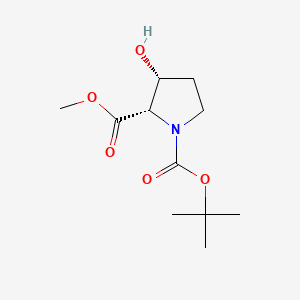Chemical structure of 1-tert-Butyl 2-methyl (2S,3R)-3-hydroxypyrrolidine-1,2-dicarboxylate