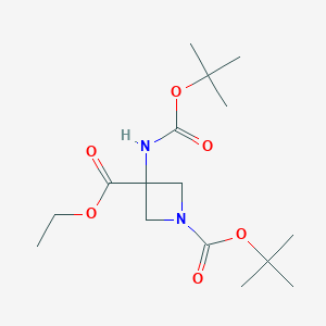 Chemical structure of Ethyl 1-boc-3-(boc-amino)azetidine-3-carboxylate