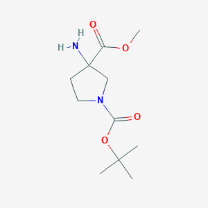 Chemical structure of 1-tert-Butyl 3-methyl 3-aminopyrrolidine-1,3-dicarboxylate