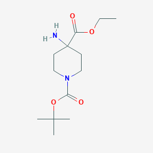 Chemical structure of 1-tert-Butyl 4-ethyl 4-aminopiperidine-1,4-dicarboxylate