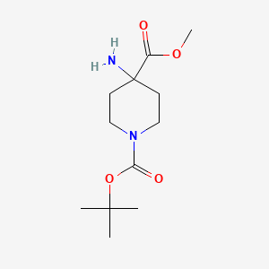 Chemical structure of 1-tert-Butyl 4-methyl 4-aminopiperidine-1,4-dicarboxylate