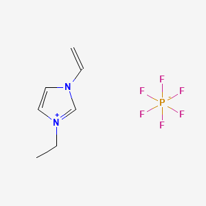 Chemical structure of 1-vinyl-3-ethylimidazolium hexafluorophosphate