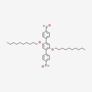 Chemical structure of 2',5'-Bis(decyloxy)-[1,1':4',1''-terphenyl]-4,4''-dicarbaldehyde