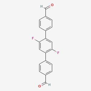 Chemical structure of 2',5'-Difluoro-[1,1':4',1''-terphenyl]-4,4''-dicarbaldehyde