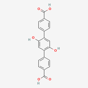 Chemical structure of 2',5'-Dihydroxy-[1,1':4',1"-terphenyl]-4,4"-dicarboxylic acid