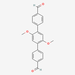 Chemical structure of 2',5'-dimethoxy-[1,1':4',1''-terphenyl]-4,4''-dicarbaldehyde