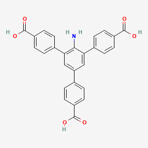 Chemical structure of 2'-Amino-5'-(4-carboxyphenyl)-[1,1':3',1''-terphenyl]-4,4''-dicarboxylic acid