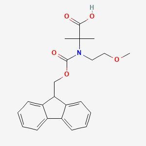 Chemical structure of 2-((((9H-Fluoren-9-yl)methoxy)carbonyl)(2-methoxyethyl)amino)-2-methylpropanoic acid