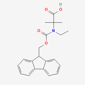 Chemical structure of 2-((((9H-Fluoren-9-yl)methoxy)carbonyl)(ethyl)amino)-2-methylpropanoic acid