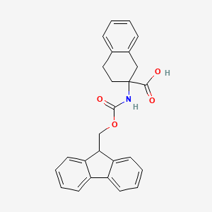 Chemical structure of 2-((((9H-Fluoren-9-yl)methoxy)carbonyl)amino)-1,2,3,4-tetrahydronaphthalene-2-carboxylic acid