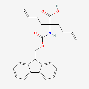 Chemical structure of 2-((((9H-Fluoren-9-yl)methoxy)carbonyl)amino)-2-(but-3-en-1-yl)hex-5-enoic acid