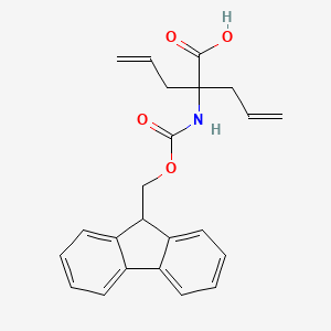 Chemical structure of 2-((((9H-Fluoren-9-yl)methoxy)carbonyl)amino)-2-allylpent-4-enoic acid