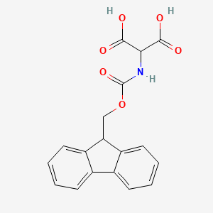 Chemical structure of 2-((((9H-Fluoren-9-yl)methoxy)carbonyl)amino)malonic acid