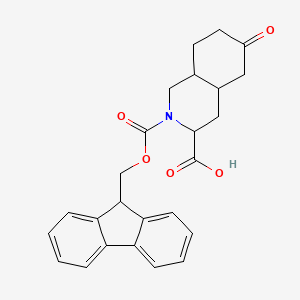 Chemical structure of 2-(((9H-Fluoren-9-yl)methoxy)carbonyl)-6-oxodecahydroisoquinoline-3-carboxylic acid