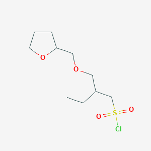 Chemical structure of 2-{[(Oxolan-2-yl)methoxy]methyl}butane-1-sulfonyl chloride