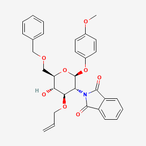 Chemical structure of 2-((2S,3R,4R,5S,6R)-4-(allyloxy)-6-((benzyloxy)methyl)-5-hydroxy-2-(4-methoxyphenoxy)tetrahydro-2H-pyran-3-yl)isoindoline-1,3-dione