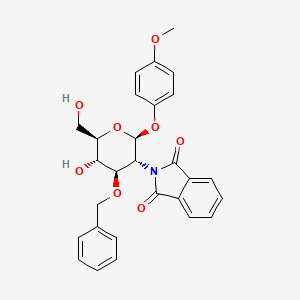 Chemical structure of 2-((2S,3R,4R,5S,6R)-4-(benzyloxy)-5-hydroxy-6-(hydroxymethyl)-2-(4-methoxyphenoxy)tetrahydro-2H-pyran-3-yl)isoindoline-1,3-dione