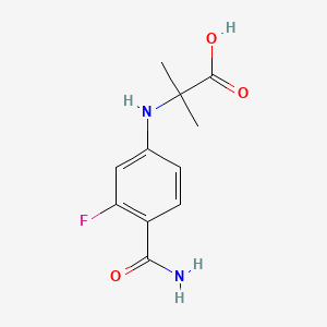 Chemical structure of 2-((4-Carbamoyl-3-fluorophenyl)amino)-2-methylpropanoic acid