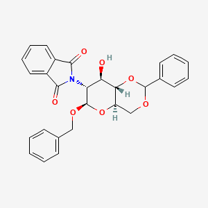 Chemical structure of 2-((6R,8R,8aS)-6-(benzyloxy)-8-hydroxy-2-phenylhexahydropyrano[3,2-d][1,3]dioxin-7-yl)isoindoline-1,3-dione