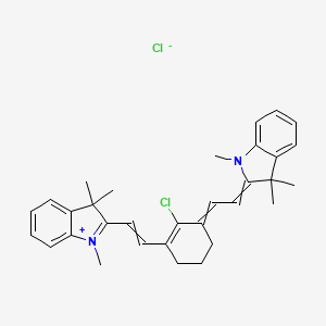 Chemical structure of 2-((E)-2-((E)-2-Chloro-3-((E)-2-(1,3,3-trimethylindolin-2-ylidene)ethylidene)cyclohex-1-en-1-yl)vinyl)-1,3,3-trimethyl-3H-indol-1-ium chloride
