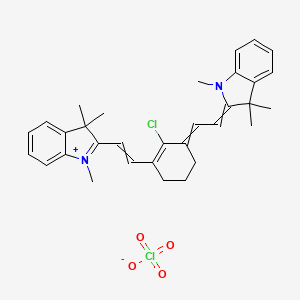 Chemical structure of 2-((E)-2-((E)-2-Chloro-3-((E)-2-(1,3,3-trimethylindolin-2-ylidene)ethylidene)cyclohex-1-en-1-yl)vinyl)-1,3,3-trimethyl-3H-indol-1-ium perchlorate