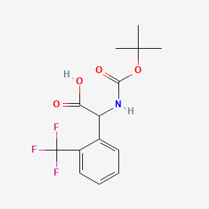 Chemical structure of 2-((tert-Butoxycarbonyl)amino)-2-(2-(trifluoromethyl)phenyl)acetic acid