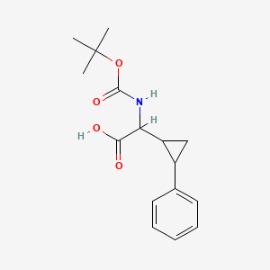 Chemical structure of 2-((tert-Butoxycarbonyl)amino)-2-(2-phenylcyclopropyl)acetic acid