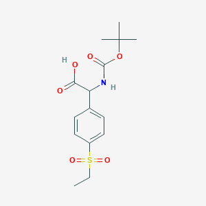 Chemical structure of 2-((tert-Butoxycarbonyl)amino)-2-(4-(ethylsulfonyl)phenyl)acetic acid