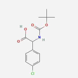 Chemical structure of 2-((tert-Butoxycarbonyl)amino)-2-(4-chlorophenyl)acetic acid