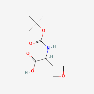 Chemical structure of 2-((tert-Butoxycarbonyl)amino)-2-(oxetan-3-yl)acetic acid