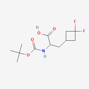 Chemical structure of 2-((tert-Butoxycarbonyl)amino)-3-(3,3-difluorocyclobutyl)propanoic acid