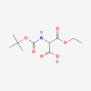 Chemical structure of 2-((tert-Butoxycarbonyl)amino)-3-ethoxy-3-oxopropanoic acid