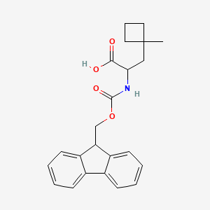 Chemical structure of 2-({[(9H-Fluoren-9-yl)methoxy]carbonyl}amino)-3-(1-methylcyclobutyl)propanoic acid