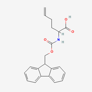 Chemical structure of 2-({[(9H-fluoren-9-yl)methoxy]carbonyl}amino)hex-5-enoic acid