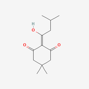 Chemical structure of 2-(1-Hydroxy-3-methylbutylidene)-5,5-dimethylcyclohexane-1,3-dione
