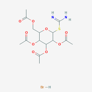 Chemical structure of 2-(2,3,4,6-Tetra-O-acetyl-beta-D-glucopyranosyl)-2-thiopseudourea hydrobromide