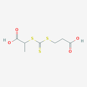 Chemical structure of 3-((((1-Carboxyethyl)thio)carbonothioyl)thio)propanoic acid