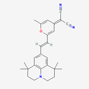 Chemical structure of 2-(2-Methyl-6-(2-(1,1,7,7-tetramethyl-1,2,3,5,6,7-hexahydropyrido[3,2,1-ij]quinolin-9-yl)vinyl)-4H-pyran-4-ylidene)malononitrile
