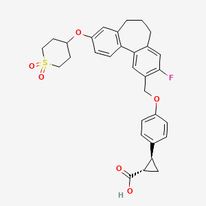 Chemical structure of 2-(3-((5-(4'-fluoro-[1,1'-biphenyl]-4-yl)thiophen-2-yl)methyl)-4-methylphenyl)-6-(hydroxymethyl)-2-methoxytetrahydro-2H-pyran-3,4,5-triol