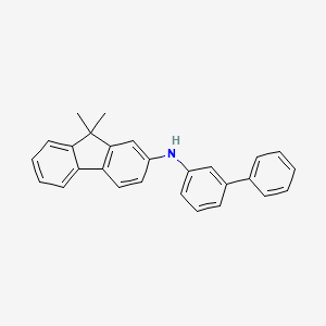 Chemical structure of 2-(3-Biphenylyl)amino-9,9-dimethylfluorene