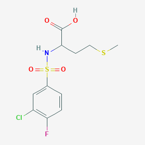 Chemical structure of 2-(3-Chloro-4-fluorobenzenesulfonamido)-4-(methylsulfanyl)butanoic acid