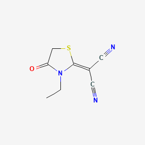 Chemical structure of 2-(3-Ethyl-4-oxothiazolidin-2-ylidene)malononitrile