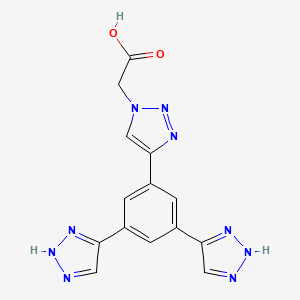Chemical structure of 2-(4-(3,5-Di(1H-1,2,3-triazol-4-yl)phenyl)-1H-1,2,3-triazol-1-yl)acetic acid