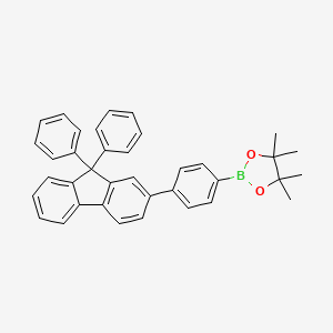 Chemical structure of 2-(4-(9,9-Diphenyl-9H-fluoren-2-yl)phenyl)-4,4,5,5-tetramethyl-1,3,2-dioxaborolane
