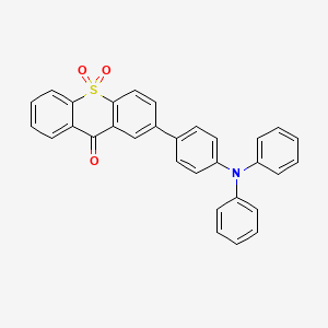Chemical structure of 9-H-Thioxanthen-9-one-10,10-dioxide-triphenylamine