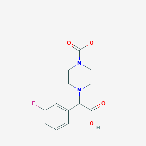 Chemical structure of 2-(4-Boc-piperazinyl)-2-(3-fluorophenyl)acetic acid